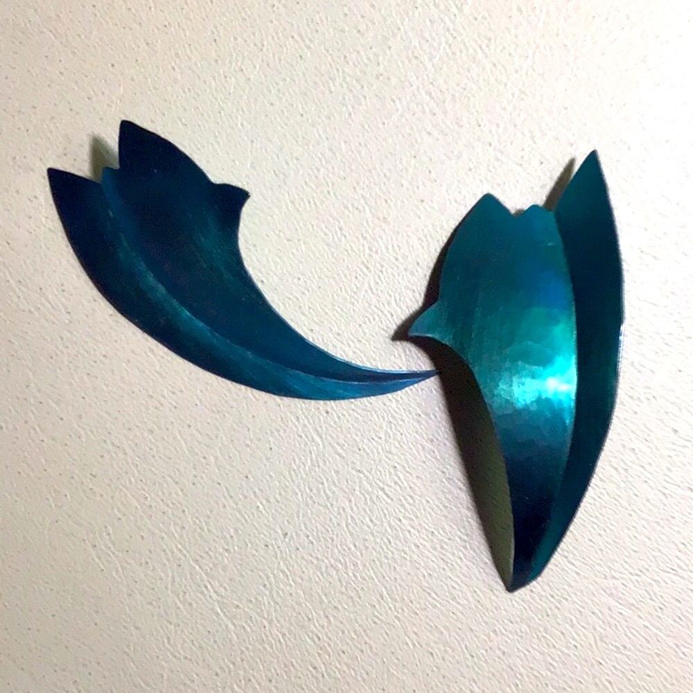 Teal Hammered Metal Earrings